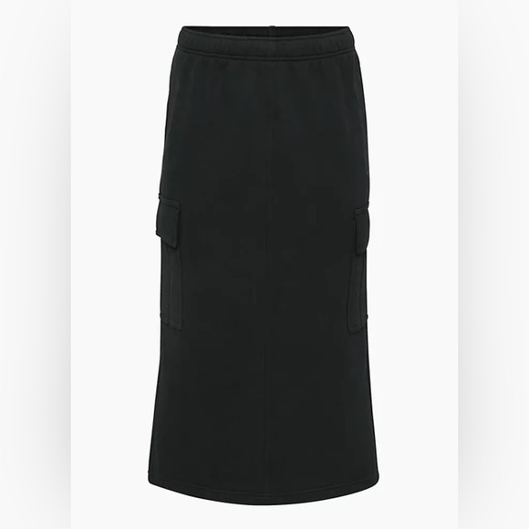 ARITZIA Terry Fleece Cargo MIDI Skirt, Black, size L - Picture 1 of 5